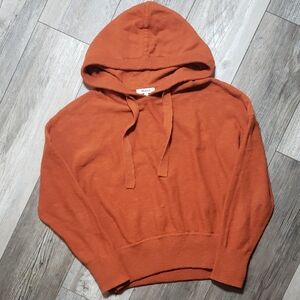 Madewell | Clairview Burnt Orange 100% Cotton Hooded Knit Crop Top Sweater
